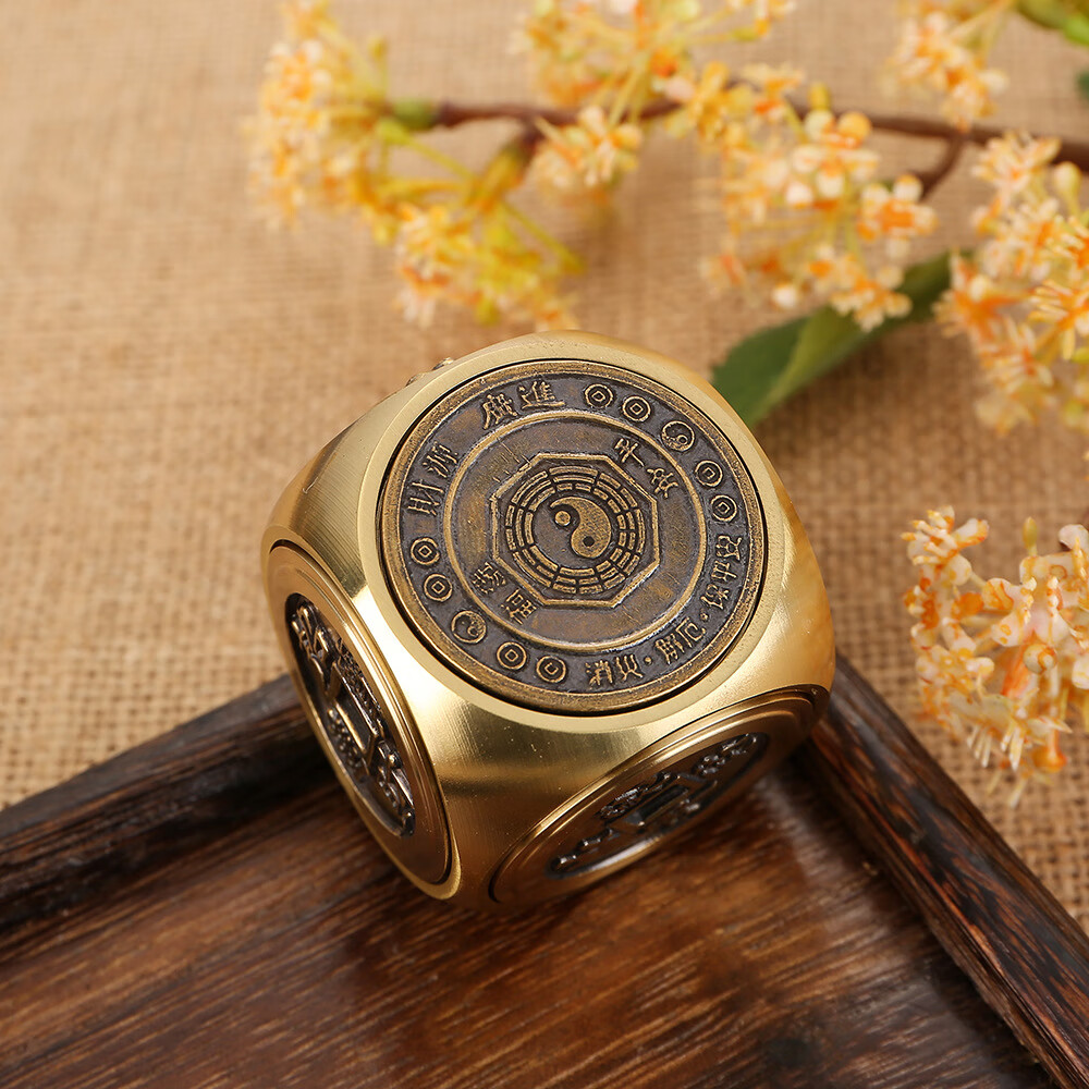 把件转铜钱摆件生意人可旋转铜器牛扭转乾 大号八卦扭转乾坤立体六面