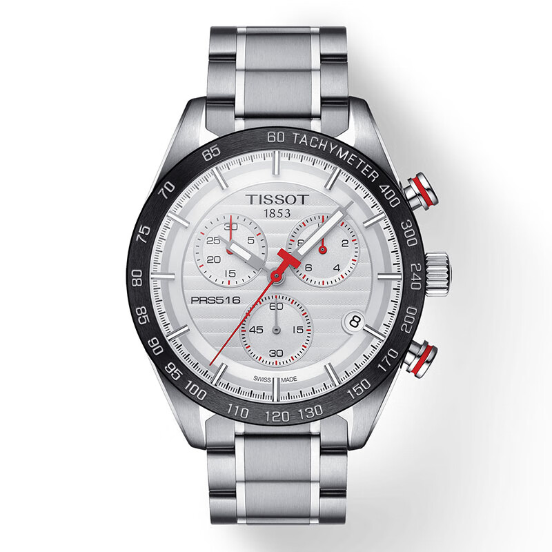 天梭(tissot)prs 516系列 三眼计时码表防水石英夜光男士运动腕表 t