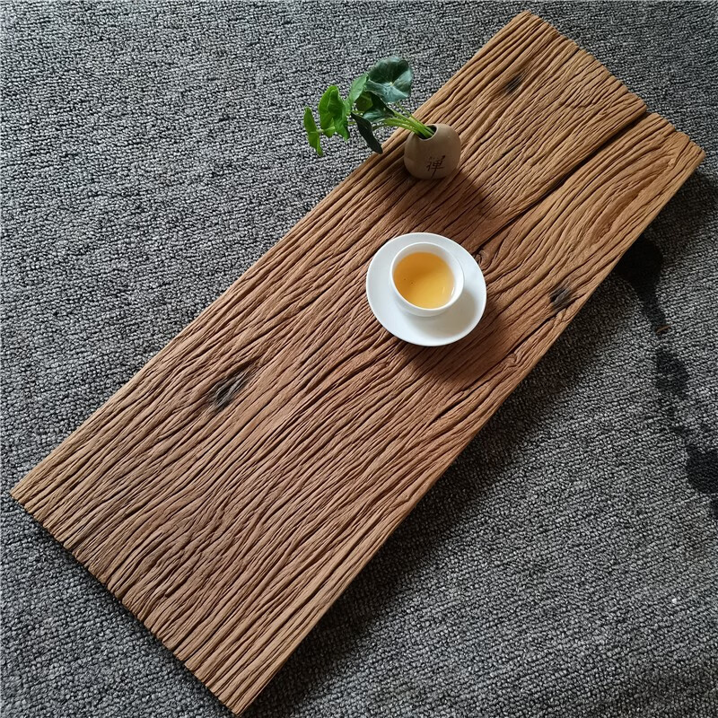 梧珑 老榆木原生态实木干泡茶盘茶托整块风化木板茶台老木头拍照背景