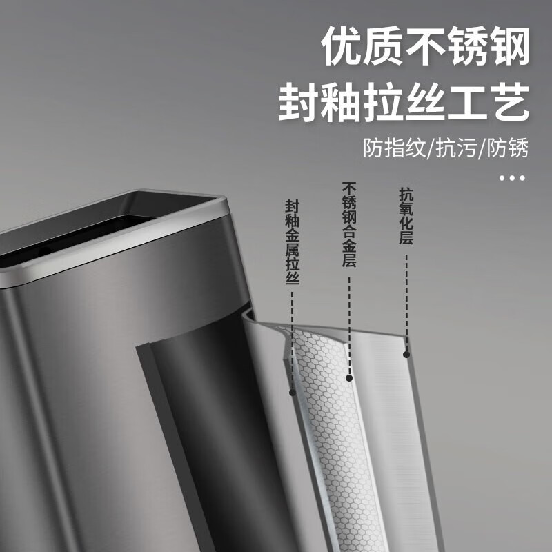 桶桶相传不锈钢分类垃圾桶家用商用无盖客厅厨房卧室酒店卫生间办公室大号 100L黑金分类款（50L+50L）