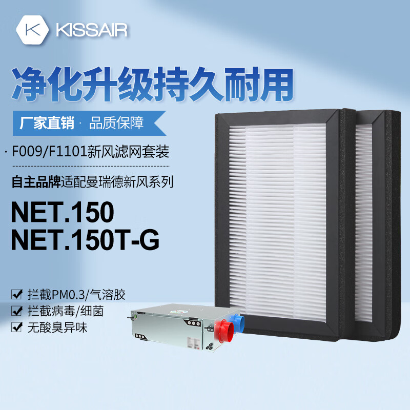 KISSAIR 适配曼瑞德NET.150/250/350/250/350T-G全热回收新风机过滤网 NET.150 /150T-G滤芯