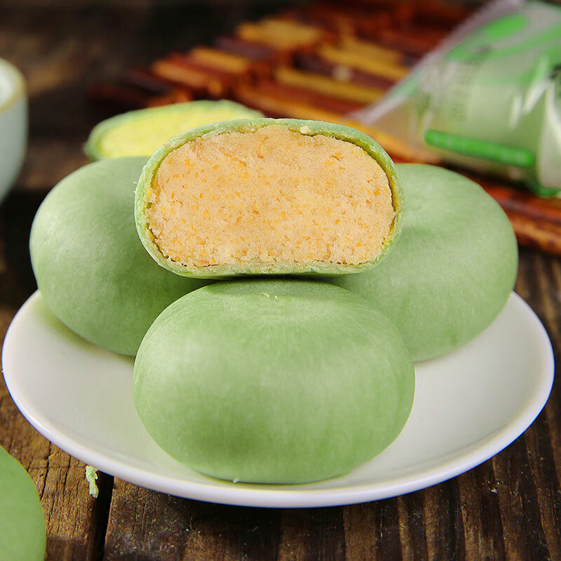 其妙绿豆饼抹茶味500g箱绿豆糕点面包早餐小吃休闲网红零美食品 绿茶