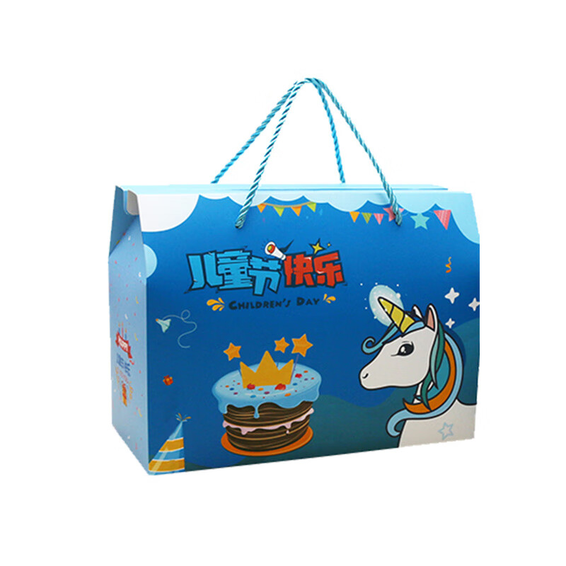 61儿童节的礼物幼儿园礼物袋伴手礼手提子 蓝色独角兽(十个起拍) 20*