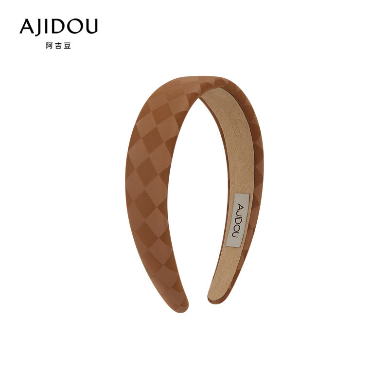 AJIDOU 阿吉豆焦糖玛奇朵系列时尚简约发箍菱形方块格纹图案设计发饰 棕色