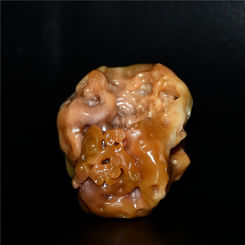 寿山石手把件文玩把件镇纸脱蛋善伯石金砂地灵芝收藏礼品