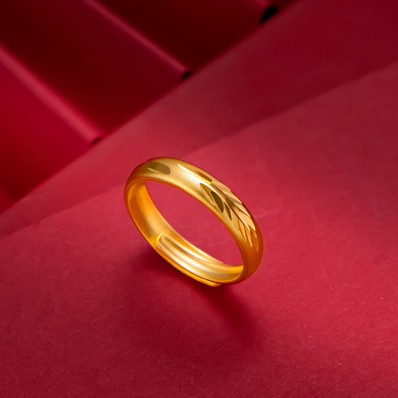 吴美人越南沙金羽毛戒指男女情侣同款镀金活口叶子戒指指环女久不掉色