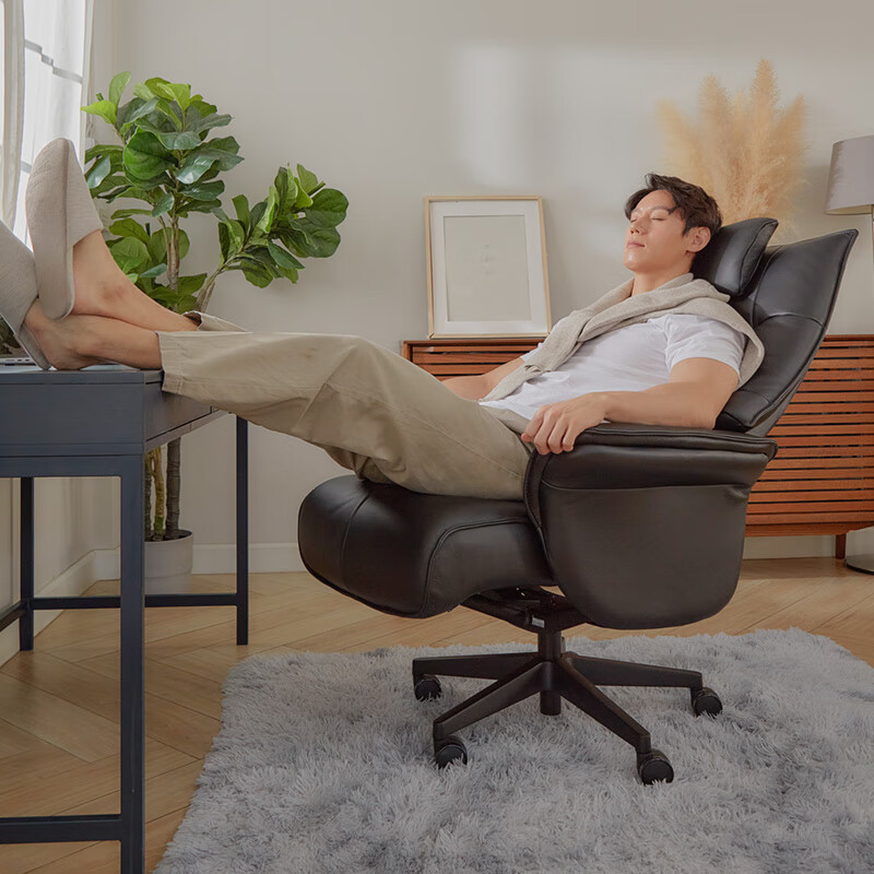 ZEDERE家德瑞哈娜北欧意式原装进口真皮商务椅座椅 黑色 皮革 办公椅