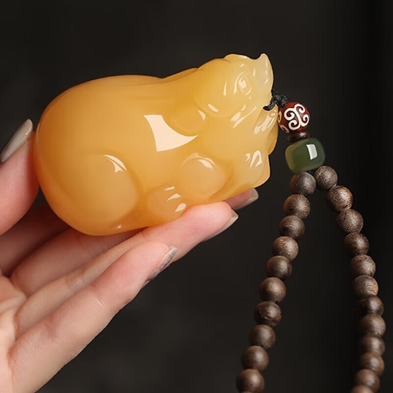 春龙黄玉貔貅手把件玉石文玩把玩盘玩手盘手玩古玩皮丘 把件