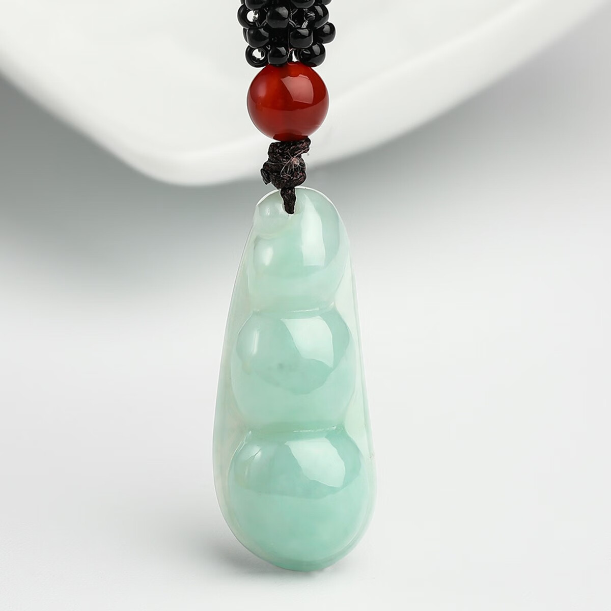 牧思缅甸天然a货翡翠玉福豆四季豆冰种玉石吊坠挂件女款豆子玉石项链
