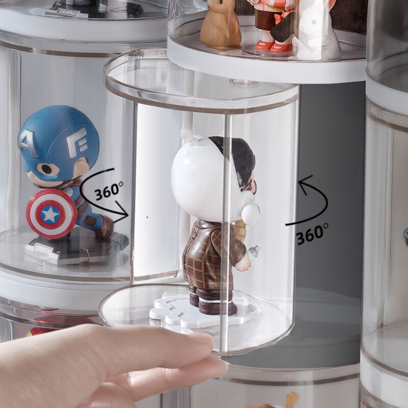 百露旋转盲盒壁挂式透明单个娃娃摆件手办收纳盒泡泡玛特防尘展示架子