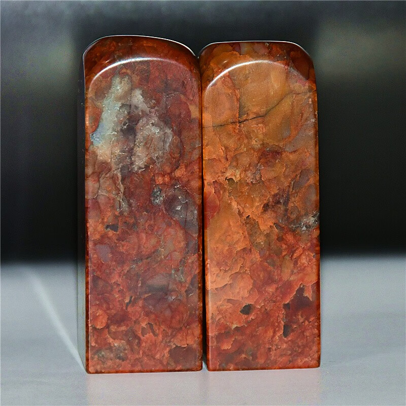 游此斋高山石印章一对寿山石刻名字章阴刻阳刻印石礼品包篆刻