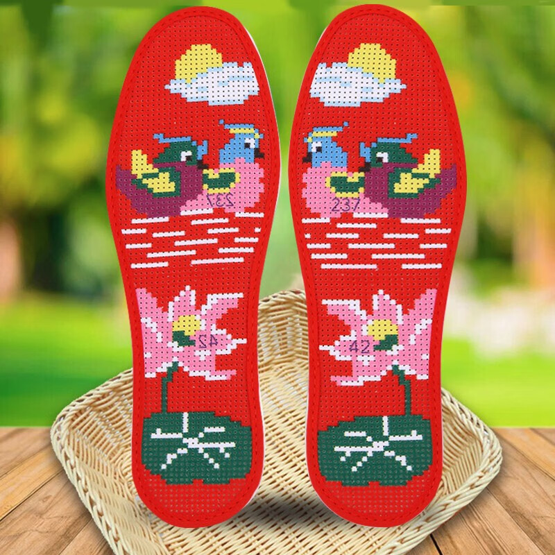 绣棉鞋垫自己绣绣花鞋垫男女通用婚庆鞋垫吸汗鞋垫满绣半成品 鸳鸯 36