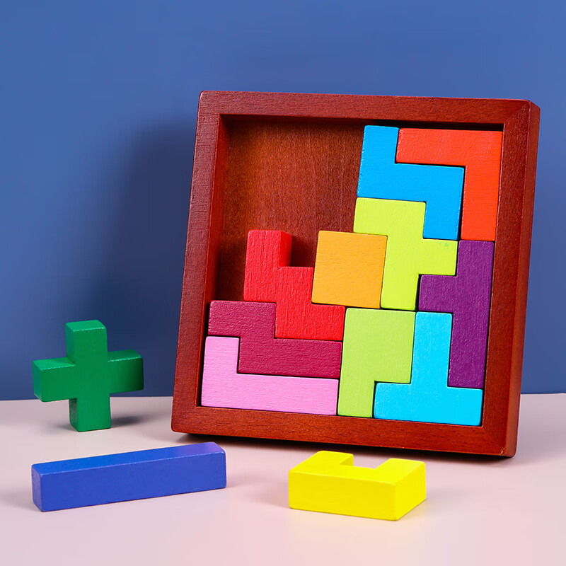 三格田(sangty)儿童伤脑筋智力拼图十三块俄罗斯方块积木鲁班锁逻辑