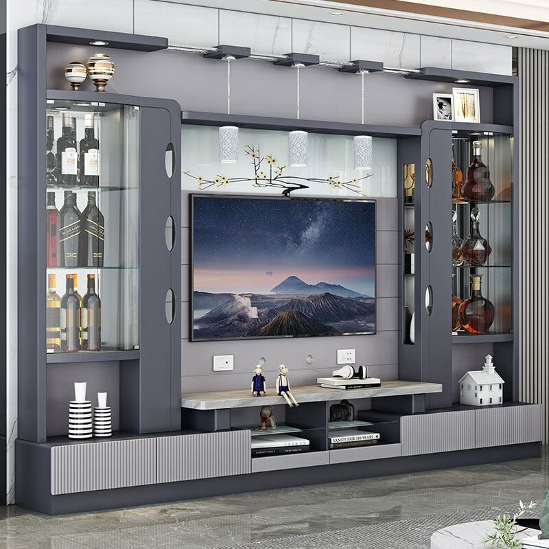 麦室电视柜酒柜一体简约现代组合墙客厅整体背景墙柜地柜影视墙装饰柜