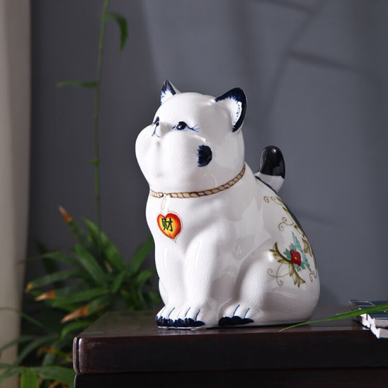 现代简约陶瓷猫咪摆件家居装饰摆设创意结婚礼物客厅电视柜酒 仰望