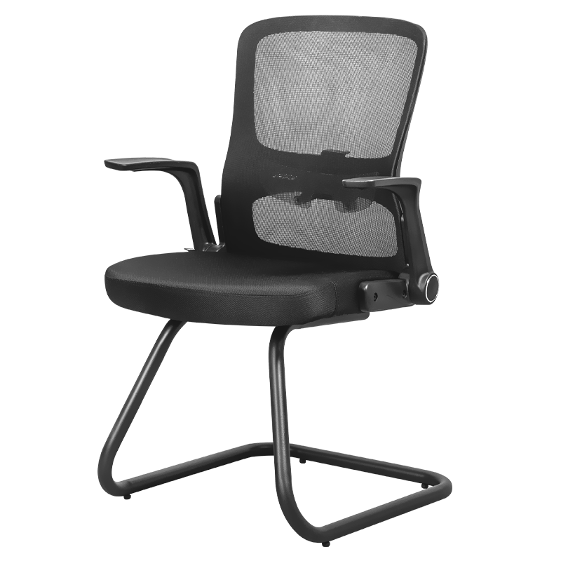 得力 deli 弓形脚 扶手可翻折电脑椅 人体工学居家风格办公椅 学习座椅 家用舒适 33455