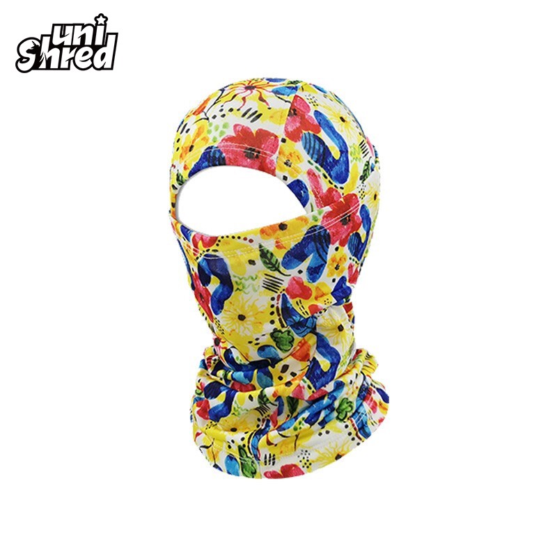 UNISHRED儿童/青少年男女孩滑雪面罩保暖骑行头套防寒帽防风防尘全脸盔衬装备保暖卡通护脸速干COLURFUL款