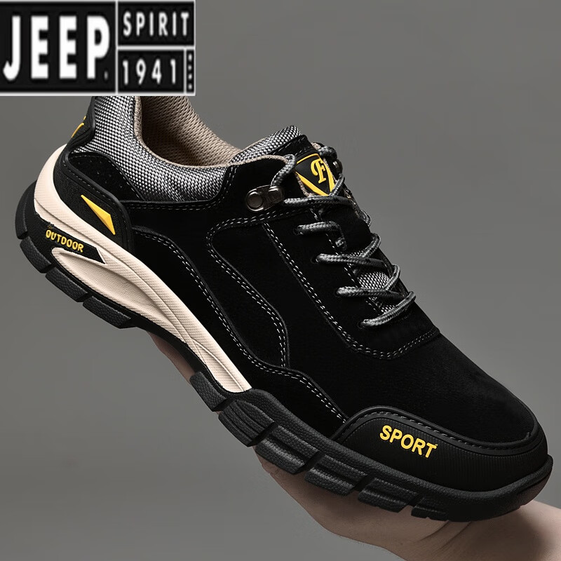 吉普(jeep)男鞋2024春夏季新款耐磨休闲鞋透气网面鞋子男户外软底运动