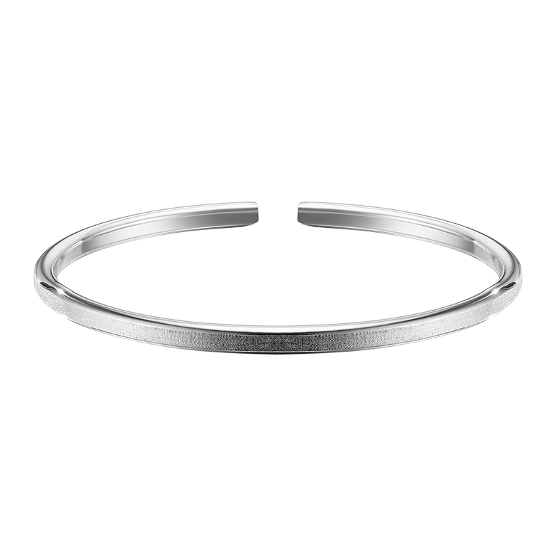 顺庆银楼s9999银手镯女磨砂素圈年轻款银镯子2023新款银饰三八妇女节