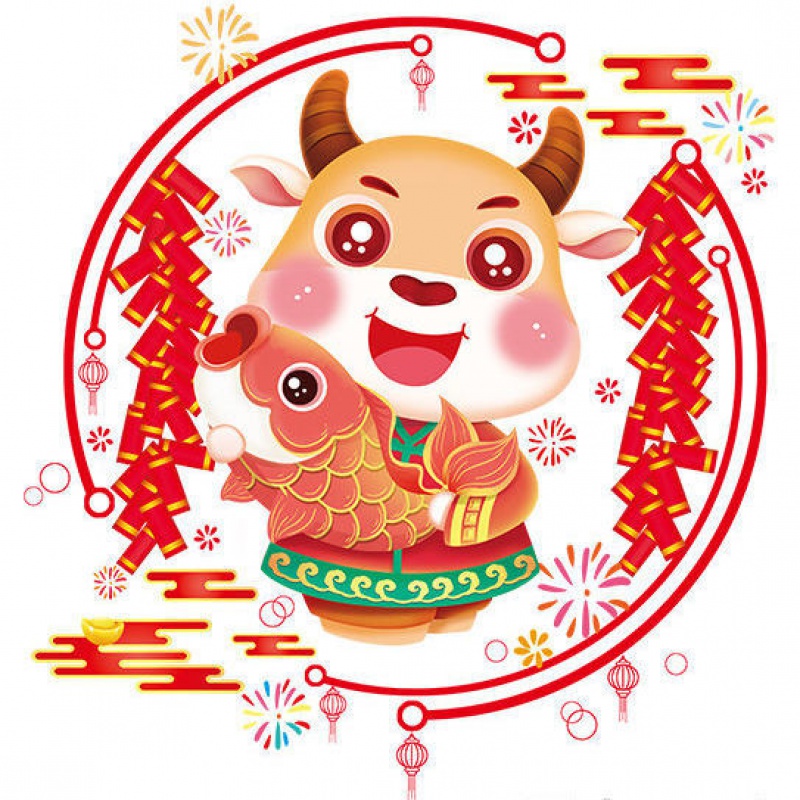 【喜i庆】2021年新年元旦春节贴纸橱窗装饰布置玻璃牛