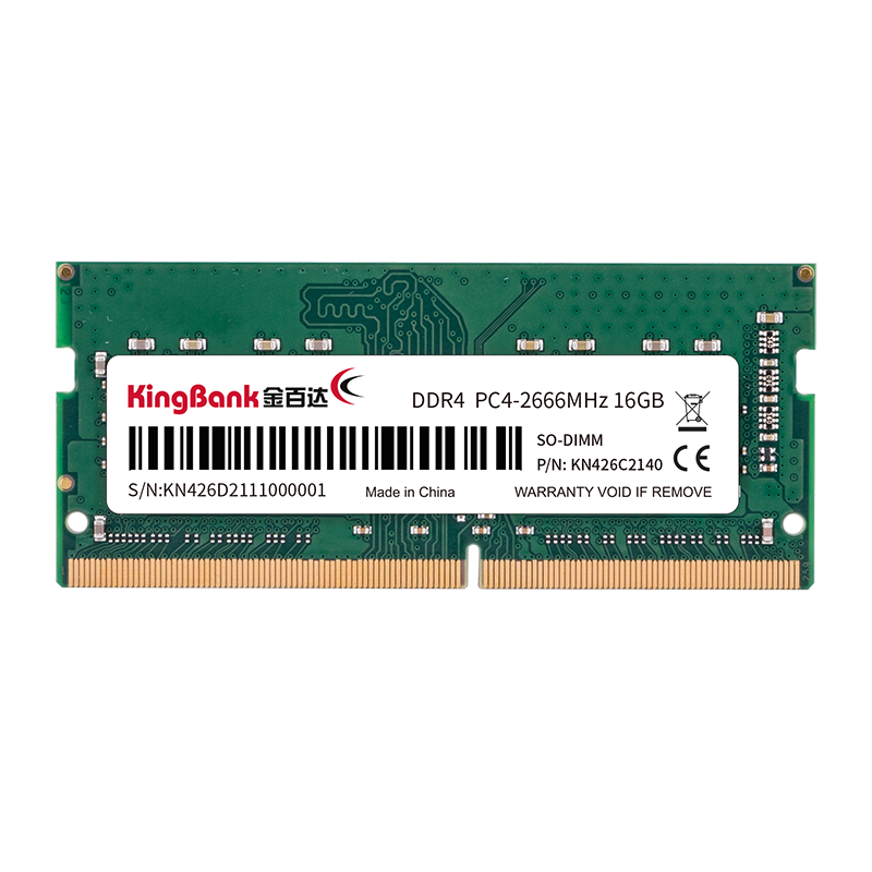 KINGBANK 金百达 DDR4 2666MHz 笔记本内存 普条 绿色 16GB