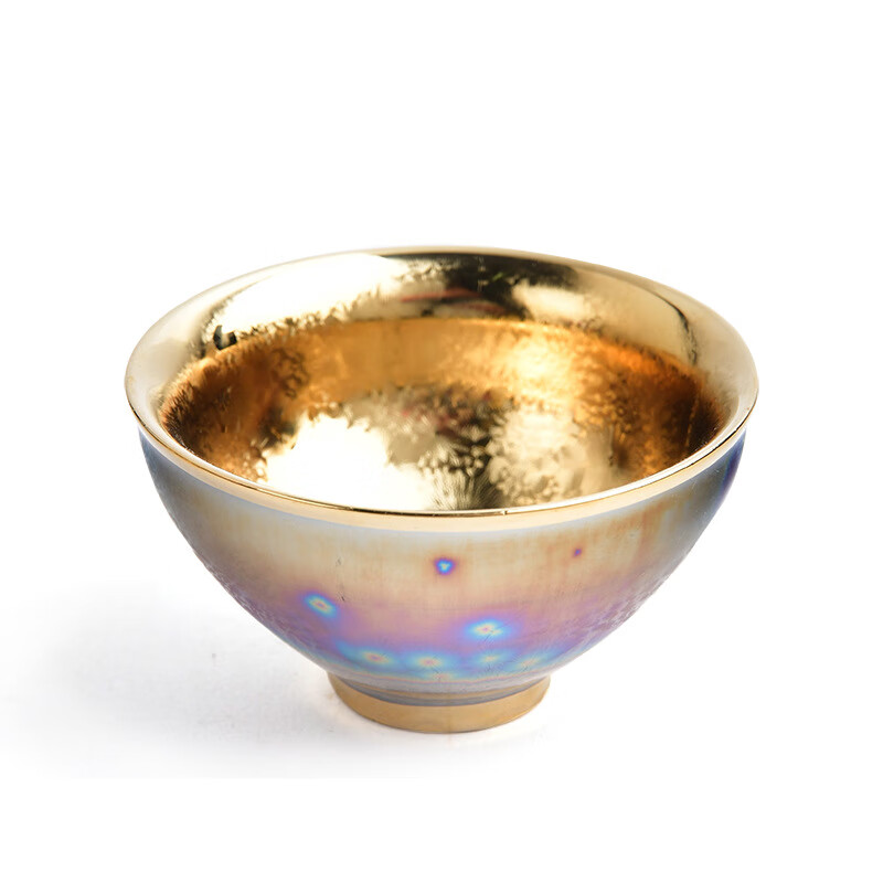 七彩鎏金建盏陶瓷天目釉茶杯品茗杯单杯中式主人杯盏杯茶盏茶碗 金大