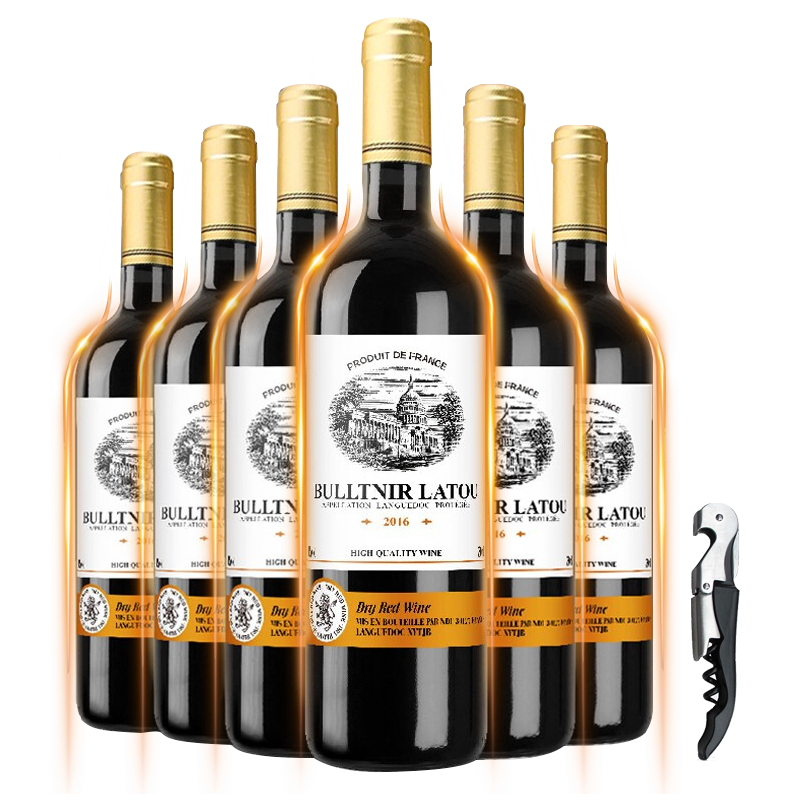 【超市红酒】法国原酒进口红酒 布勒塔尼拉图莱登斯法国塔斯维斯酒庄干红葡萄酒整箱750ml*6 6瓶整箱