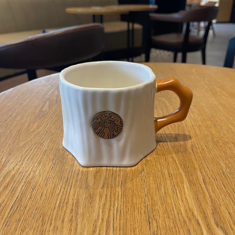 星巴克树桩松鼠木纹带盖咖啡杯松鼠枫叶马克杯陶瓷办公室喝水杯子