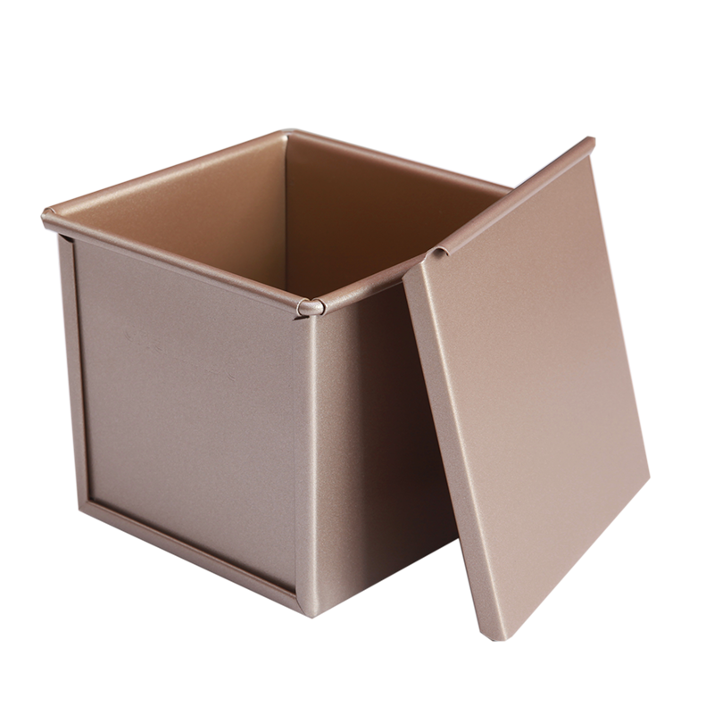 学厨 正方形低糖节能平纹滑盖吐司盒 250g不粘土司盒 11.5*11.5*10.6cm 面包烘焙模具 WK9317