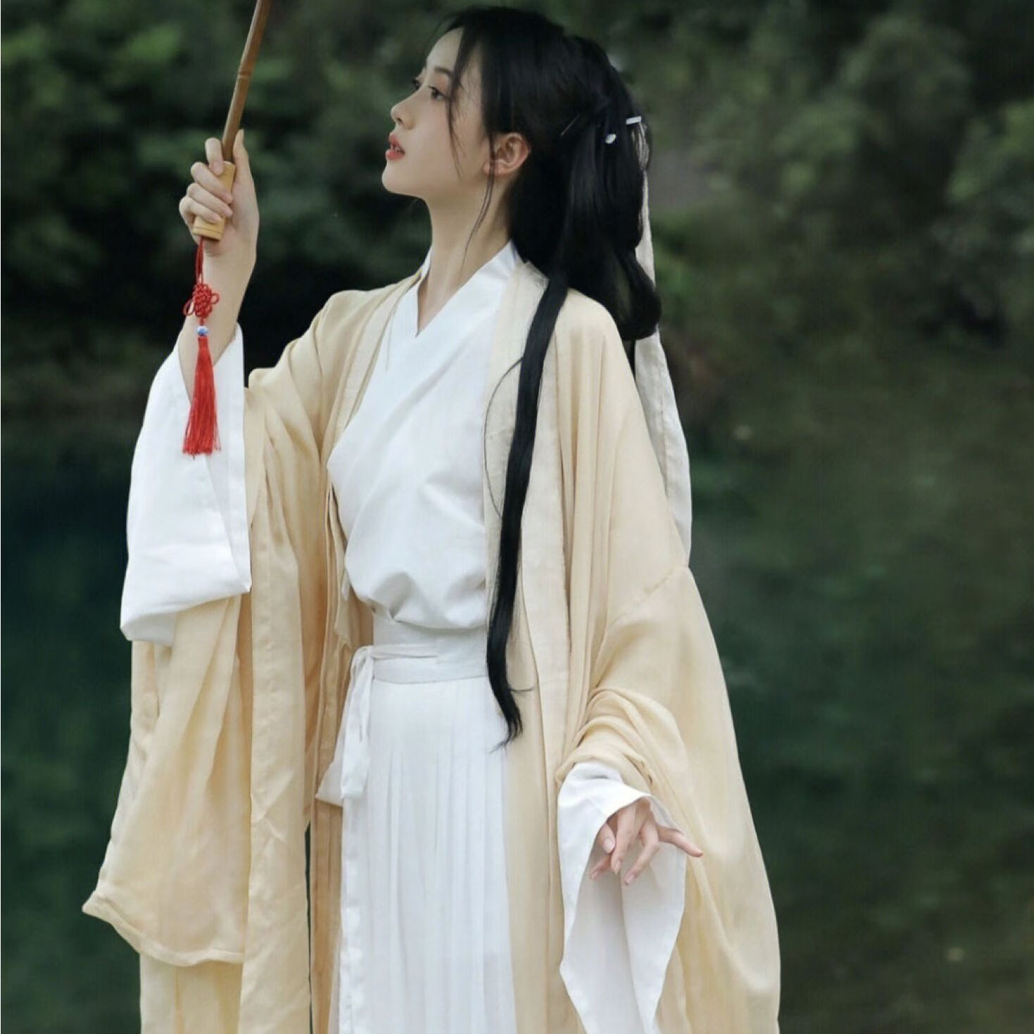 绮岑神明少女裙夏季魏晋风汉服古装女交领襦裙超仙气飘逸古风广袖流仙