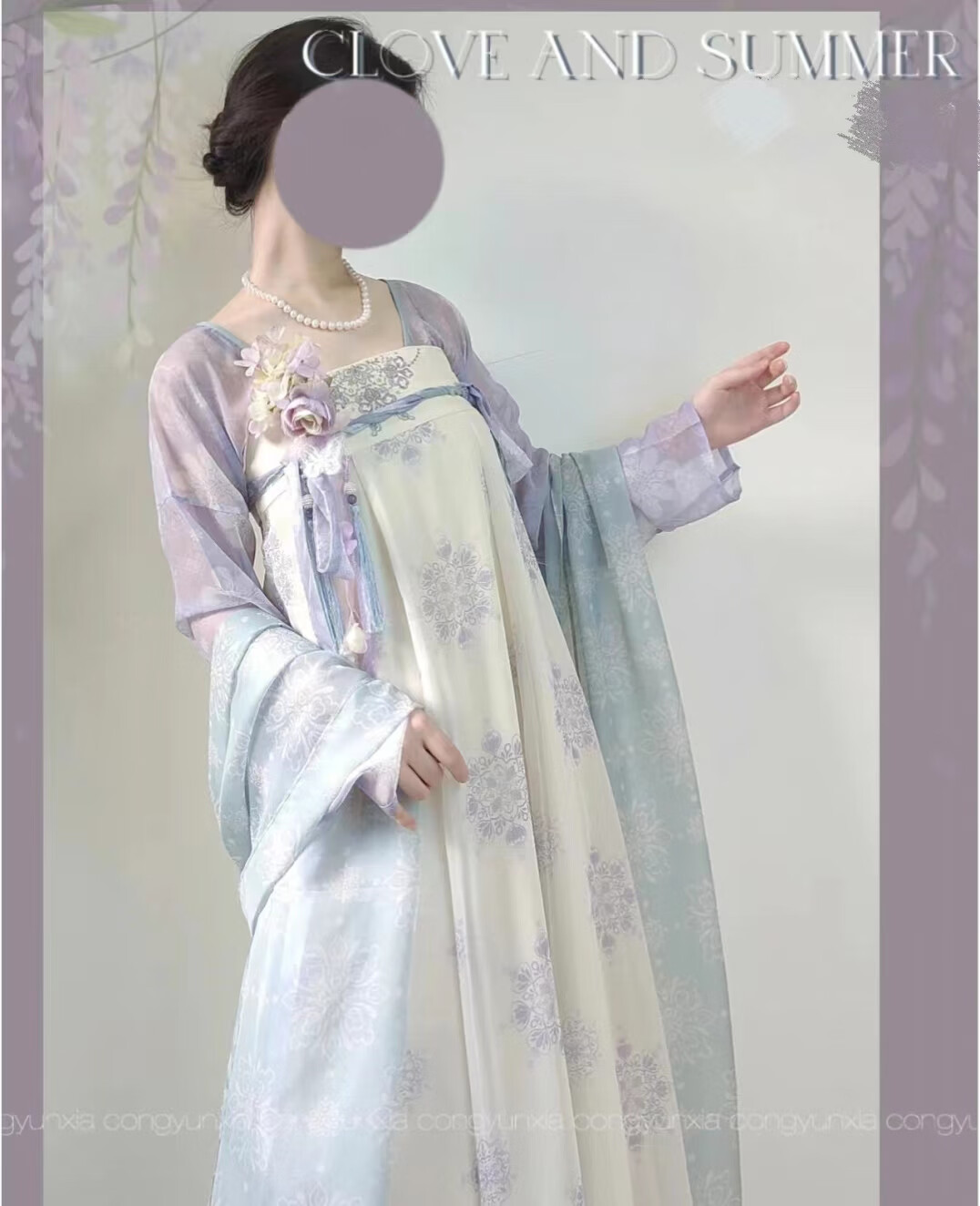 zhouyouyang原创汉服女【天水碧】唐制一片式齐胸破