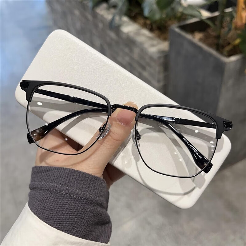 旭杉斯小罗弟新款国潮男女半框大脸加宽超轻框架可配变色蓝光眼镜