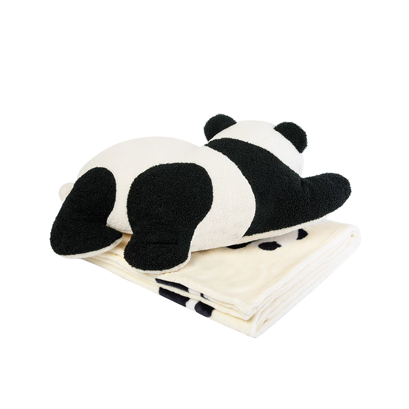 野兽派（THE BEAST）熊猫嘭嘭二合一法兰绒暖香毯/抱枕汽车头枕腰靠车载靠枕