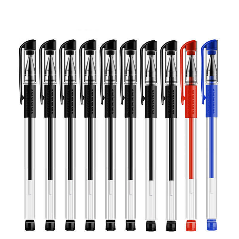 q中性笔水笔学生水性笔签字笔碳素笔芯黑色0.5mm考试办公用品文具君诚 黑红蓝混色 6支笔(送10支笔芯)