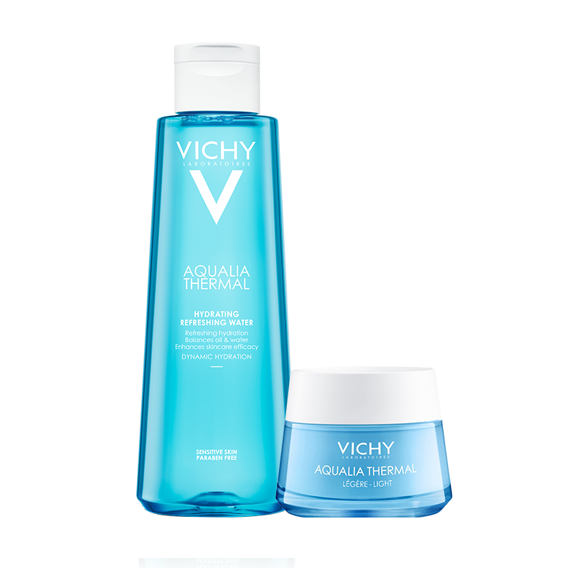 薇姿VICHY 温泉矿物保湿两件装(水活霜清爽型50ml+爽肤水200ml )(补水保湿清爽面霜护肤套装 七夕情人节礼物)