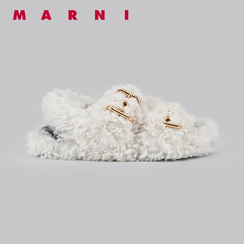 MARNI 鞋靴女士Fussbett毛绒凉鞋羊羔毛礼物 白色 39属于什么档次？