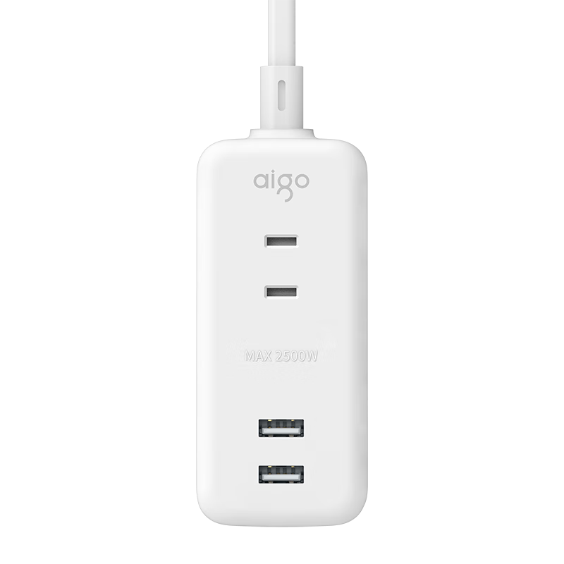 爱国者(aigo) 2USB+3位两脚插排/插线板/插座 迷你小巧/出差旅行充电器/桌面/床头拖线板 全长1米AC0320