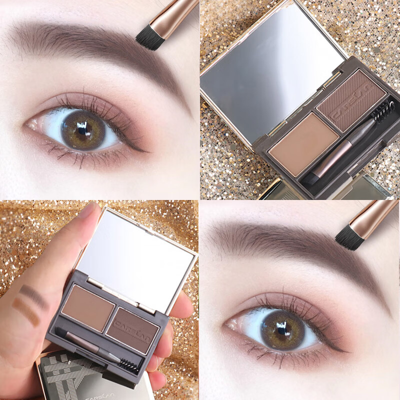 卡姿兰眉粉眉笔防水防汗不掉色自然野生眉毛根根分明男女士新手带画眉刷 02#灰棕（自然棕+自然灰）