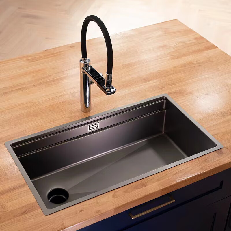 贝克巴斯（becbas）垃圾处理器专用一体集成水槽 304不锈钢大单槽（820*450）黑色304不锈钢（820*450）