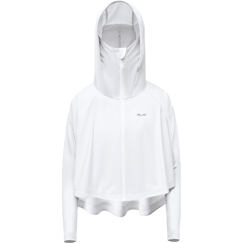 伯希和（Pelliot）[小光盾披风款]防晒衣女夏季冰丝皮肤衣户外轻薄透气专业防晒外套 极地白 L （165cm以上）