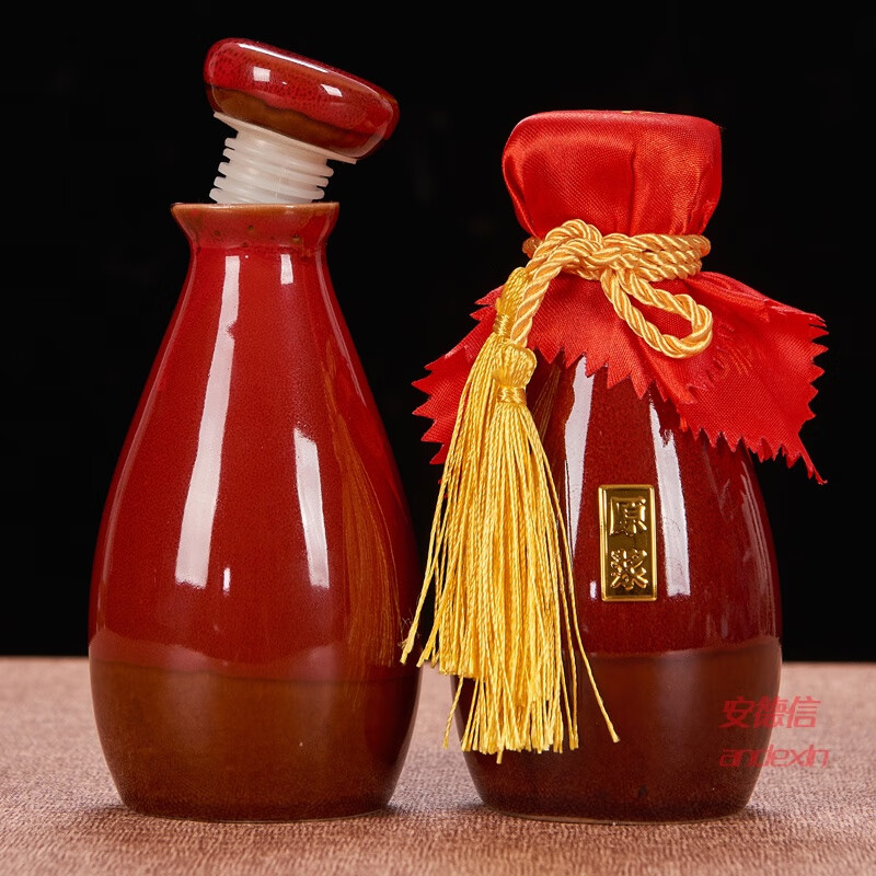 景德镇酒坛子仿古分酒壶陶瓷小酒瓶空瓶创意古风家用酒具1 半斤酒红色