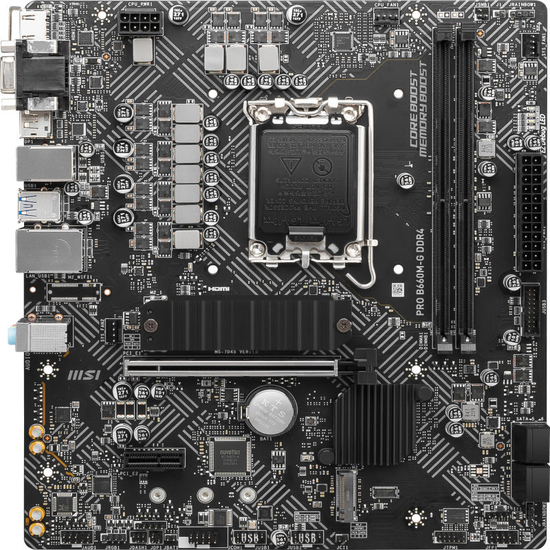 微星(MSI)PRO B660M-G DDR4电脑主板 支持CPU 12400 /12400F/12700/G7400(INTEL B660/LGA 1700)商用办公主板