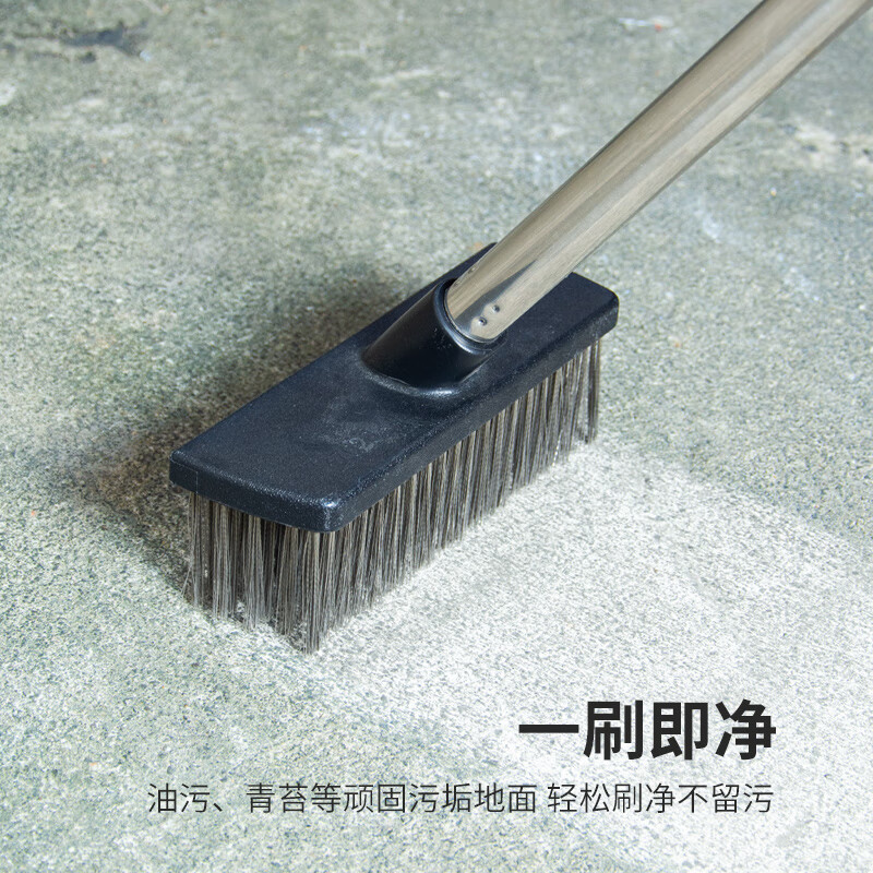 薇瑞格大号钢丝地板刷长柄硬毛洗地刷庭院青苔刷地刷子甲板除铁锈清洁刷 27CM不锈钢丝刷【基础款】