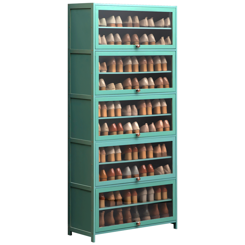 淘之良品简约透明翻门大鞋柜客厅玄关柜子多层木质北欧翻门小鞋架多功能家用楠竹换鞋凳防尘鞋架大容量置物架 【透明翻门】三层60长（加深宽度32cm）