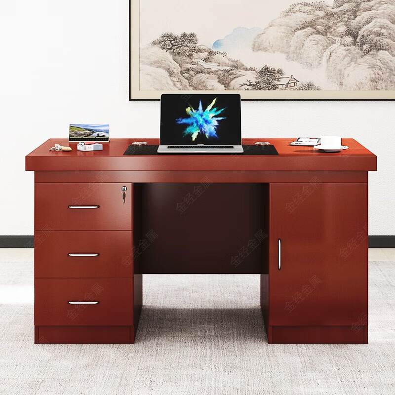 金经金属职员桌员工办公桌电脑桌油漆贴皮老板桌经理桌 单人1.2米