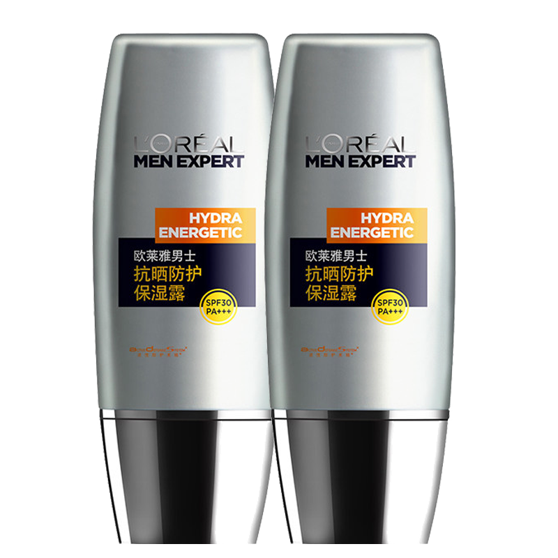 欧莱雅（L'OREAL）男士防晒保湿露户外面部全身清爽防水汗防晒黑紫外线军训防晒霜男 男士防晒保湿露2瓶装共60ml