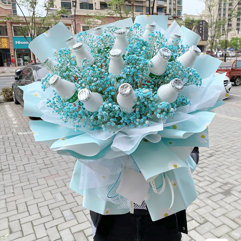 配送南京杭州生日鲜花速递同城配送花店 满天星款15瓶娃哈哈花束