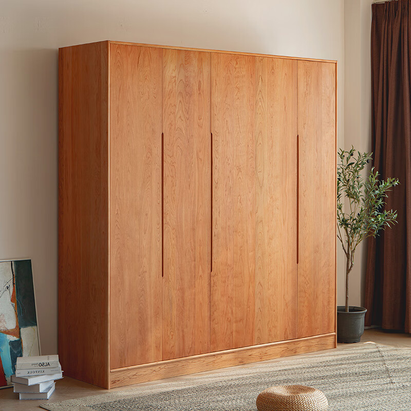 定制纯实木整体衣橱橡木现代简约原木卧室家具 北美红橡木衣柜带辅料