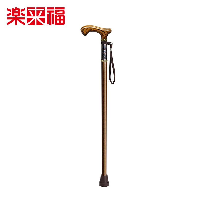 日本乐来福（REALLIFE）老人拐杖 拐棍 进口拐杖 实木手杖 老人生日礼物 祝寿礼 咖色花纹装饰