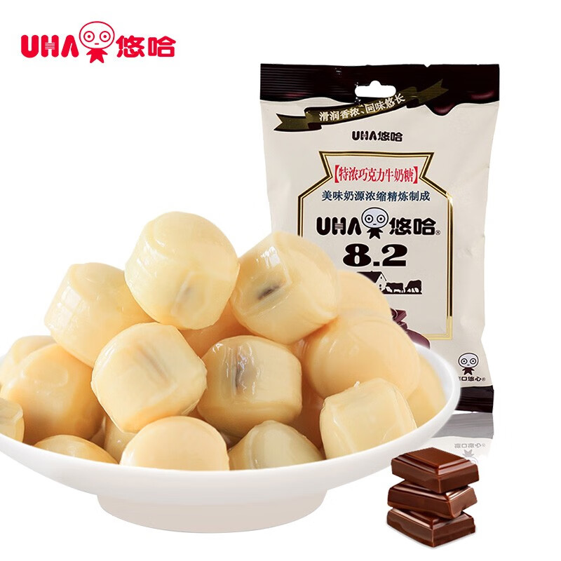 悠哈uha 喜糖 特浓巧克力牛奶糖果 300g 休闲零食